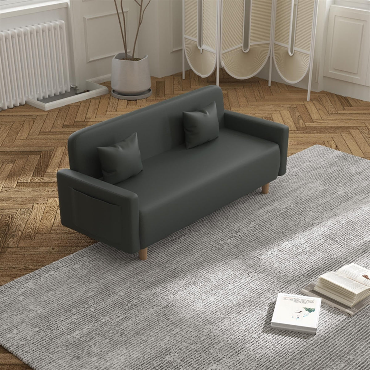 Cat Scratch Resistant Faux Leather Storage Sofa