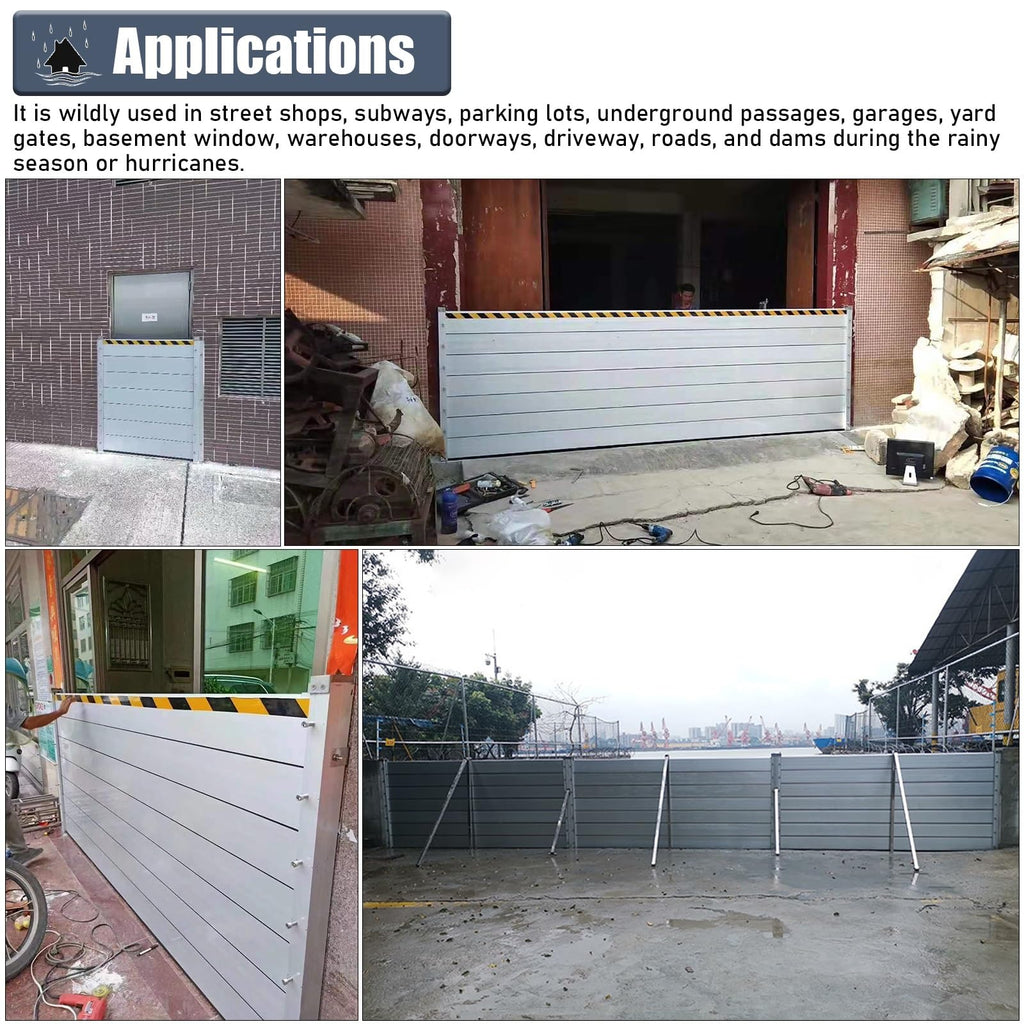 Detachable Anti Flood Gate 4.5ft High, Flood Control Barrier 21' 20' 19' 18' 17' 16' 15' 14' 13' 12' 11' 10' 9' 8' 7' 6' 5' 4', Flood Protection Baffle(Silver-L-9.8ft/117.6"/298.7cm)