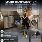 49" Professional Electric Dog Grooming Table, Black + 61" Professional Stainless Steel Dog Bathing Station, Right RAMP