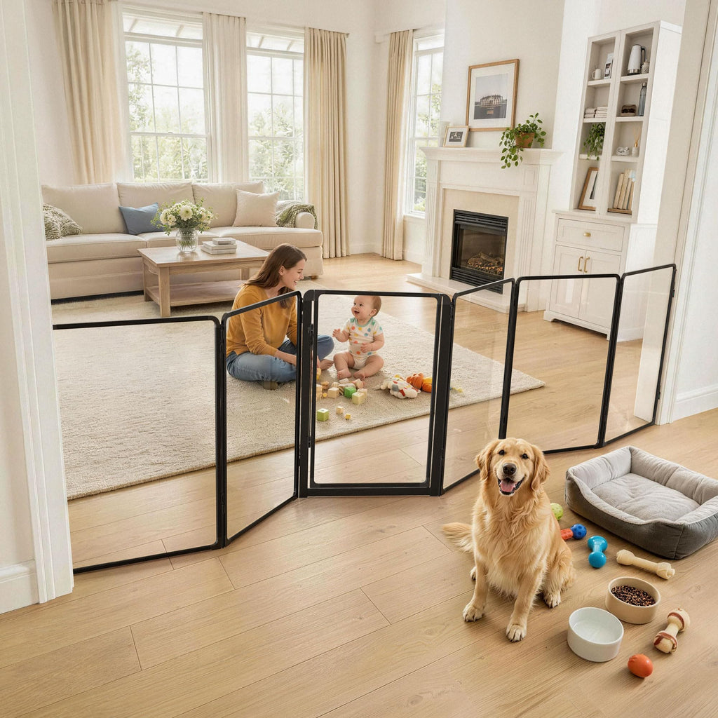 FXW ClariWall Metal & Acrylic Dog Gate, Extra Wide for Openings Up to 219"
