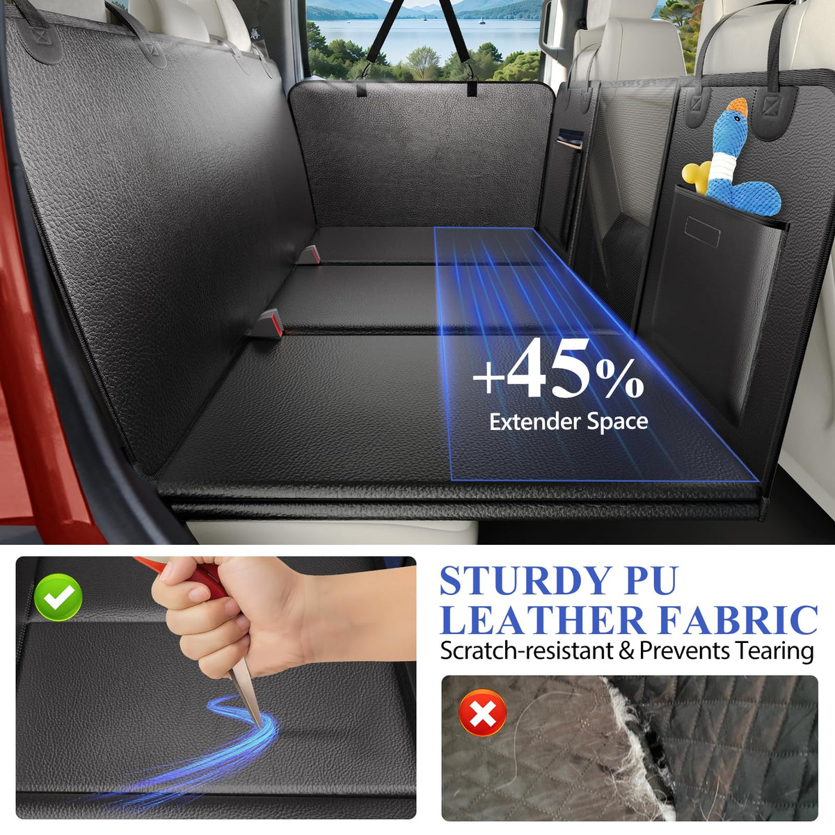 Backseat Extender for Dogs & Dog Barrier for SUV PU Truck