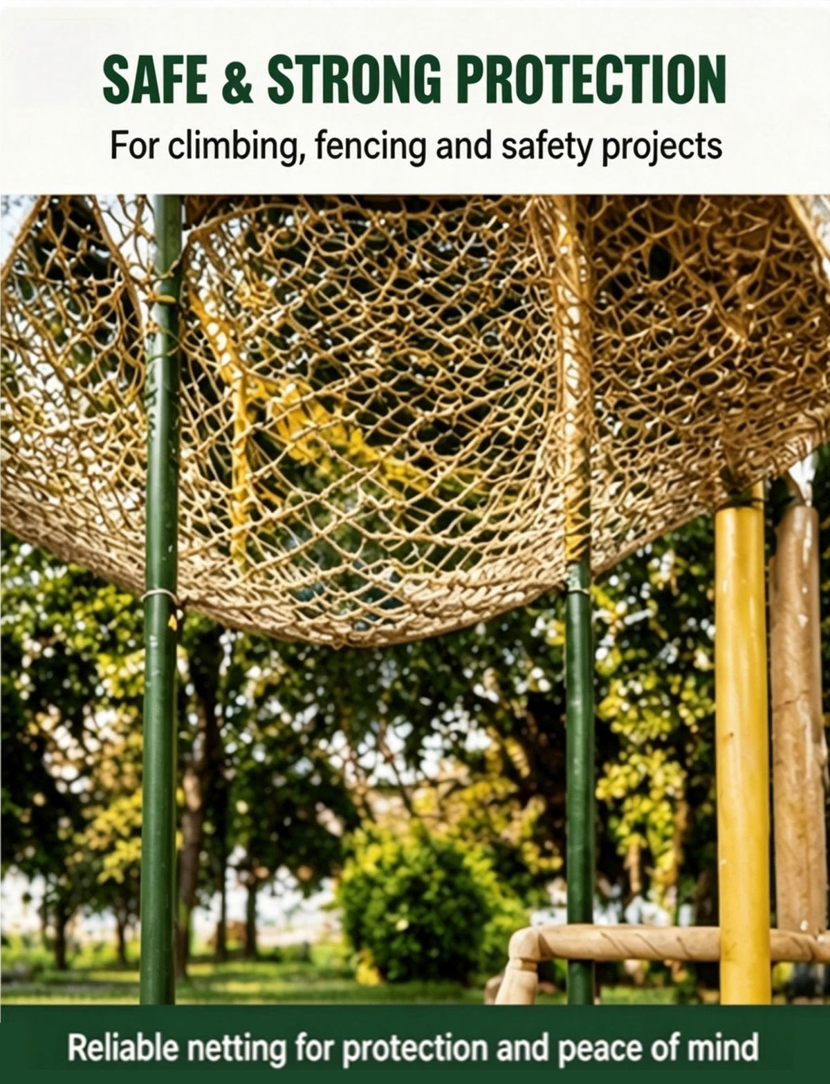 Customizable Heavy-Duty Jute Rope Netting - 10mm Thick, 10cm Mesh | Durable Eco-Friendly for Indoor/Outdoor Decor, Gardening, Crafts | Sturdy, Versatile & Safe