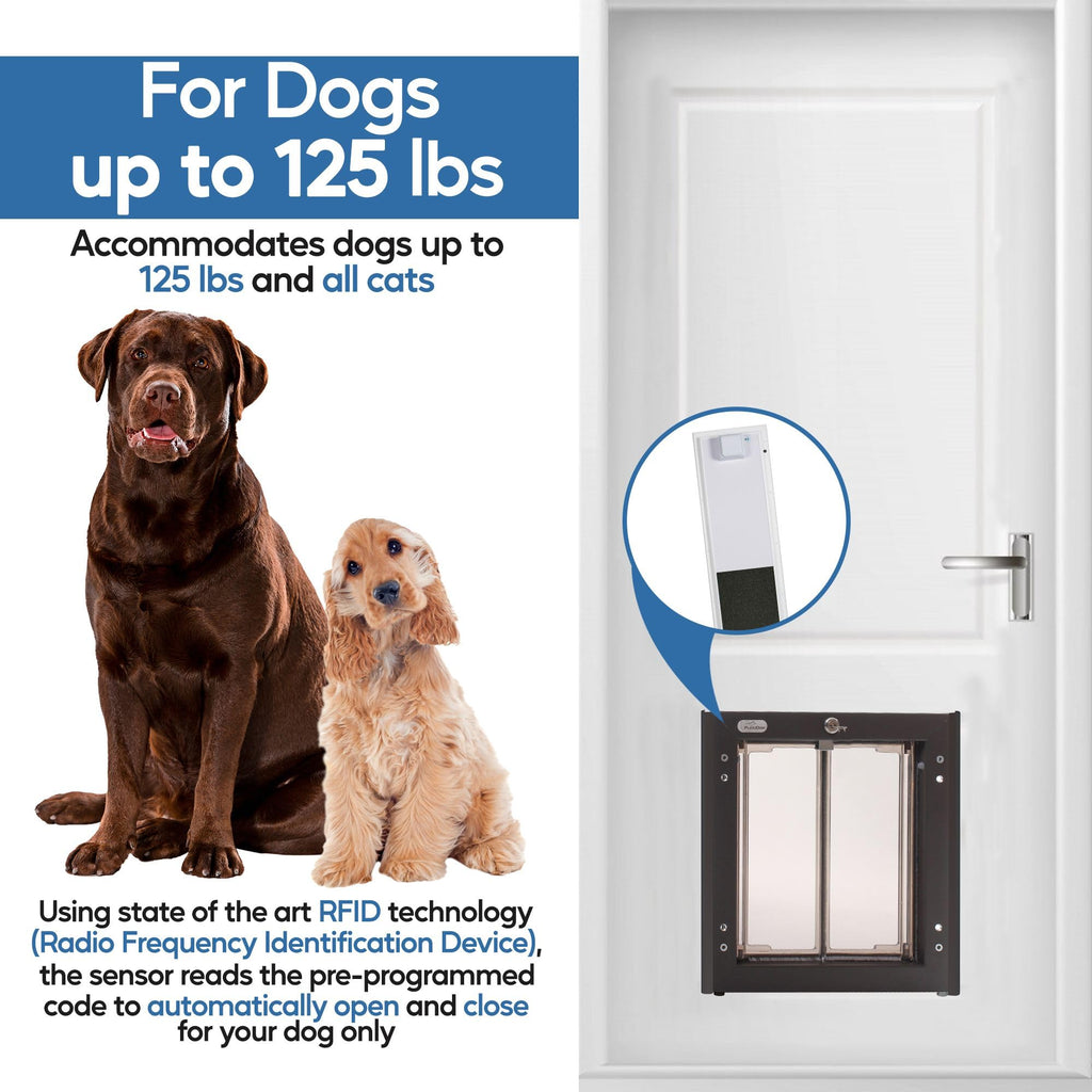 PlexiDor Performance Pet Doors Electronic Dog Door Large White Wall Mount