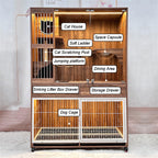 Wood Cat and Dog Kennel Integrated Cage Condo