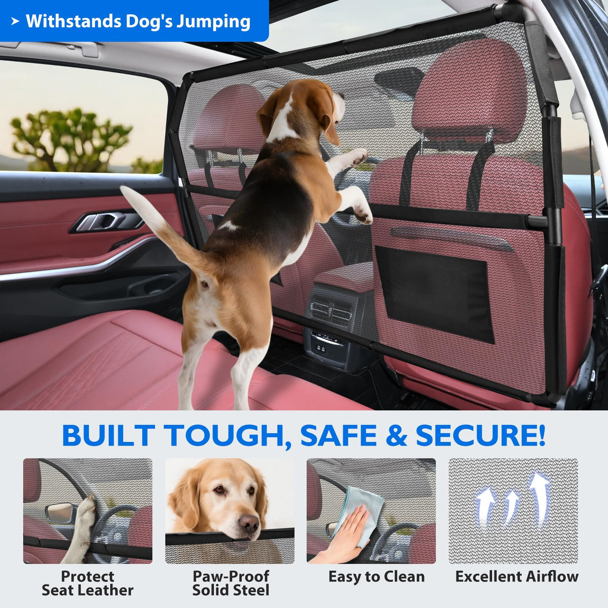 High Barrier Back Seat Extender for Dogs and Dog Barrier for SUV