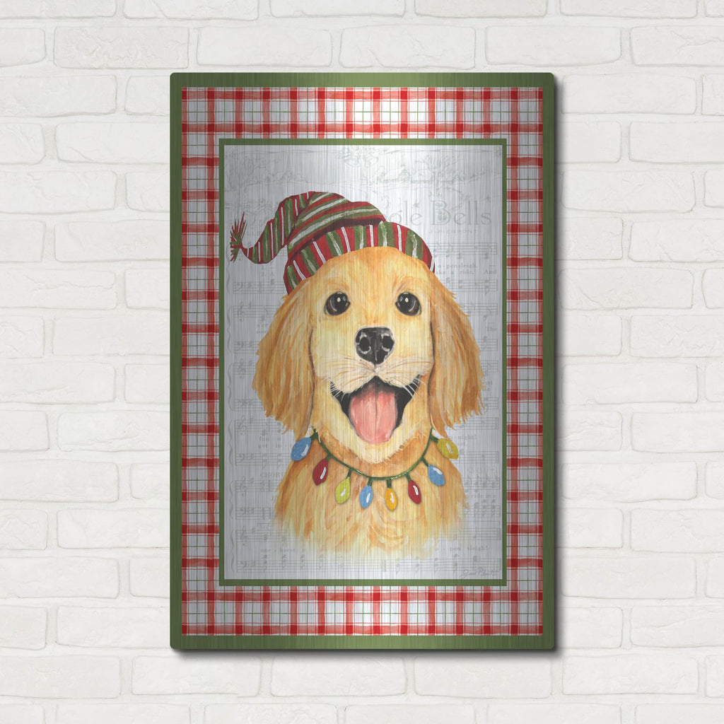 Luxe Metal Art 'Christmas Song Dogs E' by Jean Plout Metal Wall Art, 24" x 36"