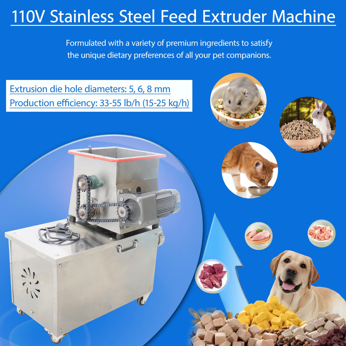 Stainless Steel Pet Food Extruder for Making Dog Cat Food Pellet