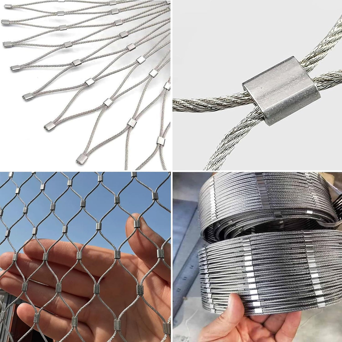 Flexible Stainless Steel Rope Mesh - Durable Safety Net for Garden & Farm Border Protection, Heavy-Duty, Weather-Resistant, Ideal for Pet Enclosure & Outdoor Use