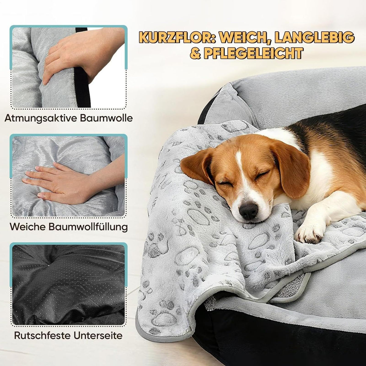 Large Dog Bed Soft Non-Slip Couch with Blanket