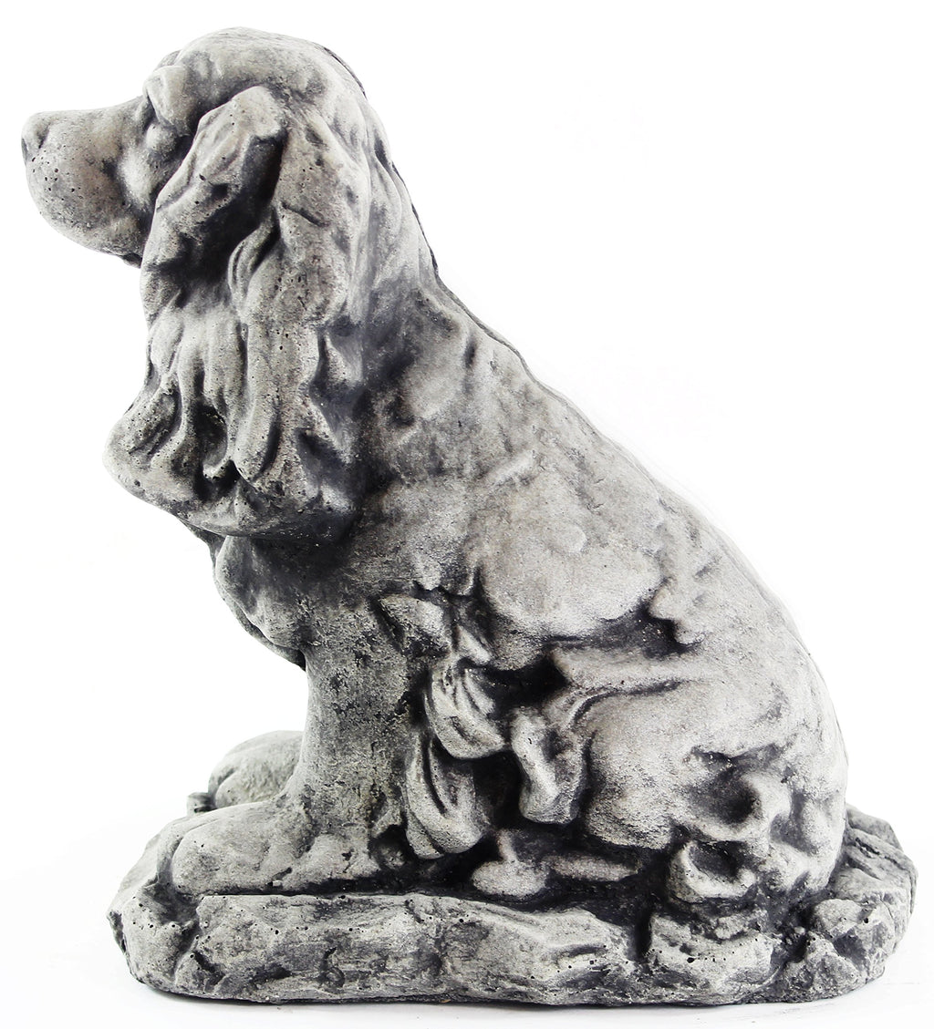 Cocker Spaniel Dog Sculpture Garden Statue Puppy Outdoor Cement Dog Figure Doggy Figurine Lamp Black