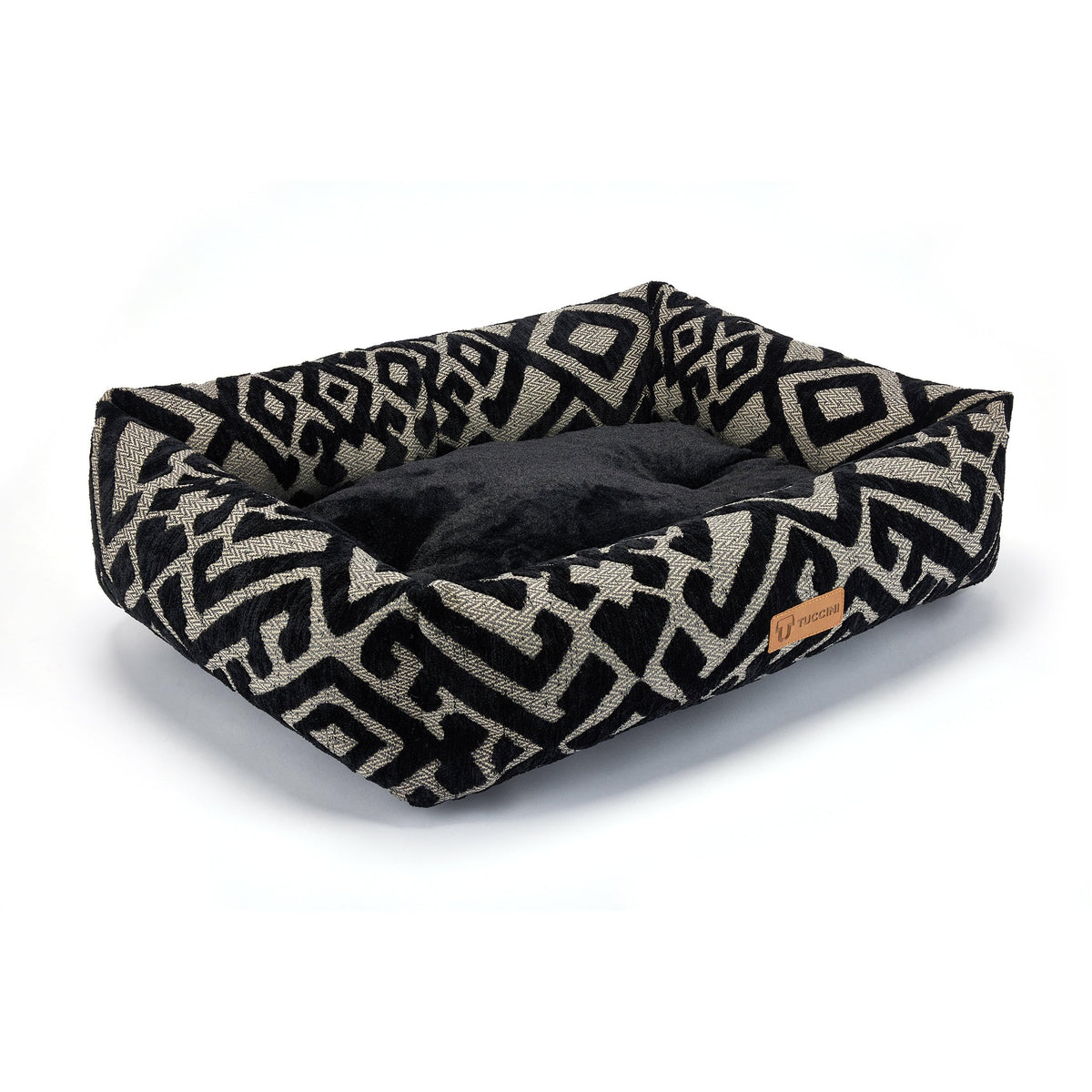 Orthopedic Medium Dog Bed, Raised Edges Plush Bolster, Calming Pet Bed