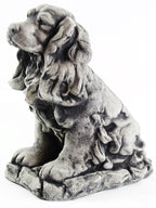 Cocker Spaniel Dog Sculpture Garden Statue Puppy Outdoor Cement Dog Figure Doggy Figurine Lamp Black