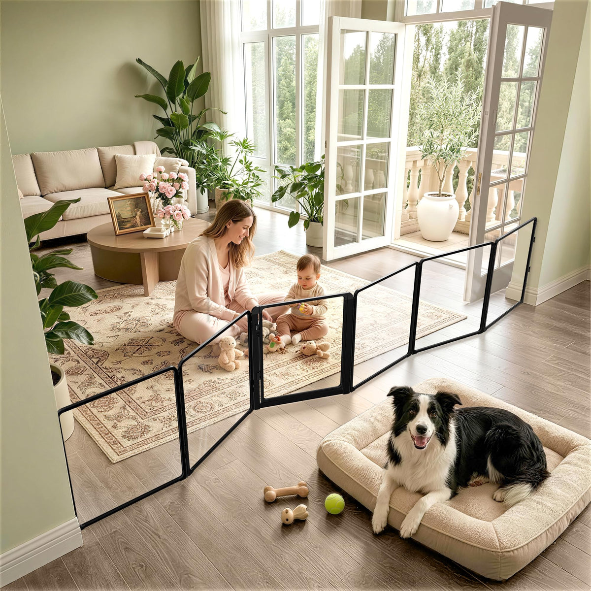 FXW ClariWall Metal & Acrylic Dog Gate, Extra Wide for Openings Up to 219"