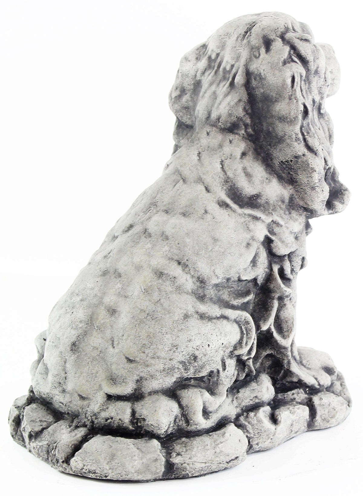 Cocker Spaniel Dog Sculpture Garden Statue Puppy Outdoor Cement Dog Figure Doggy Figurine Lamp Black