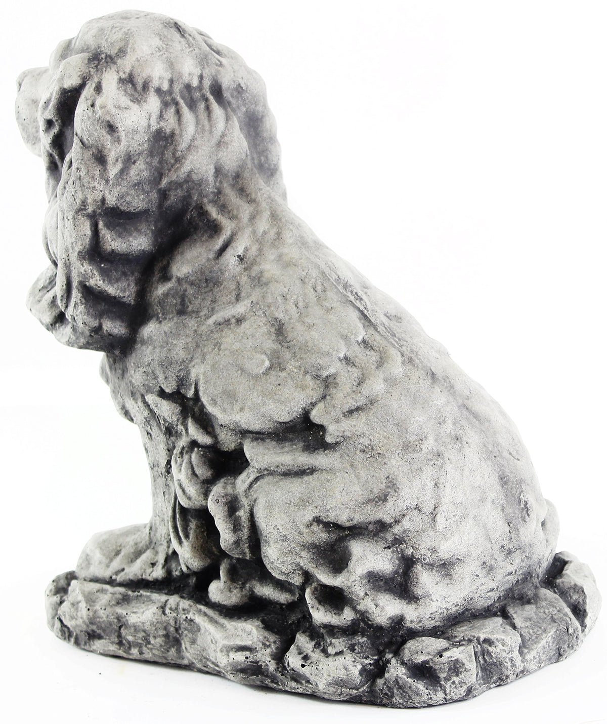 Cocker Spaniel Dog Sculpture Garden Statue Puppy Outdoor Cement Dog Figure Doggy Figurine Lamp Black