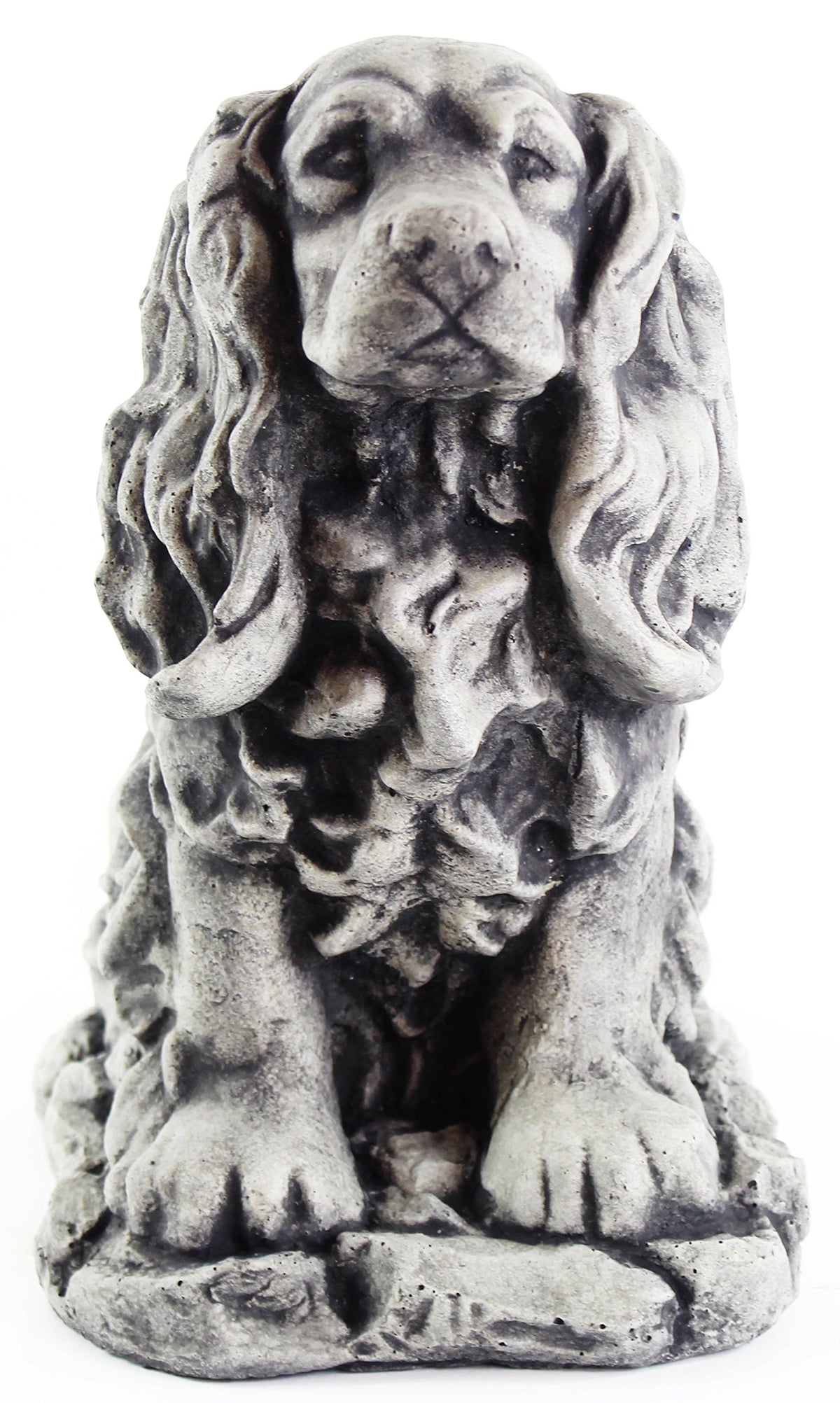 Cocker Spaniel Dog Sculpture Garden Statue Puppy Outdoor Cement Dog Figure Doggy Figurine Lamp Black