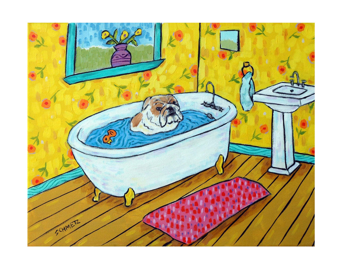 bulldog dog art canvas print gift modern Giclee- ready to hang by Jay Schmetz - bathroom decor