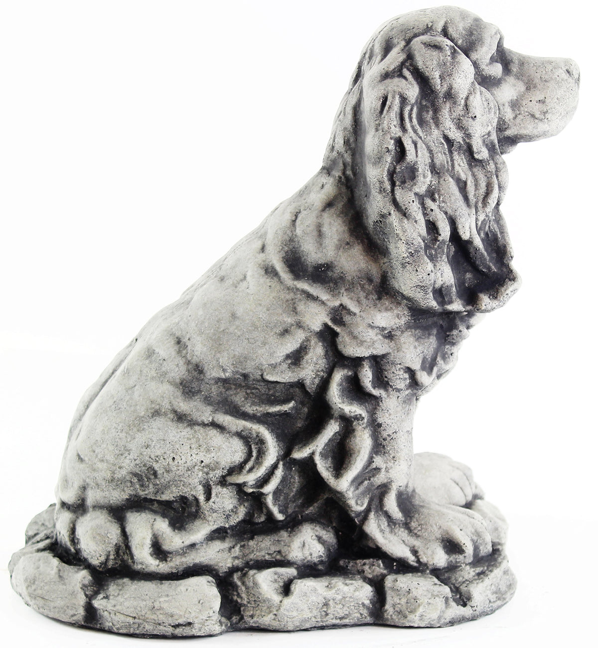 Cocker Spaniel Dog Sculpture Garden Statue Puppy Outdoor Cement Dog Figure Doggy Figurine Lamp Black
