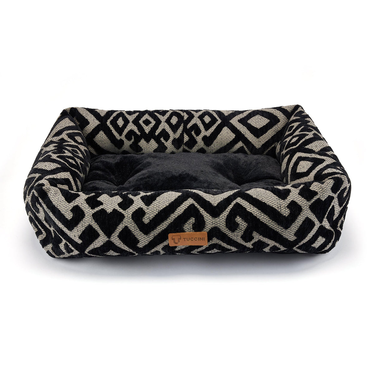Orthopedic Medium Dog Bed, Raised Edges Plush Bolster, Calming Pet Bed