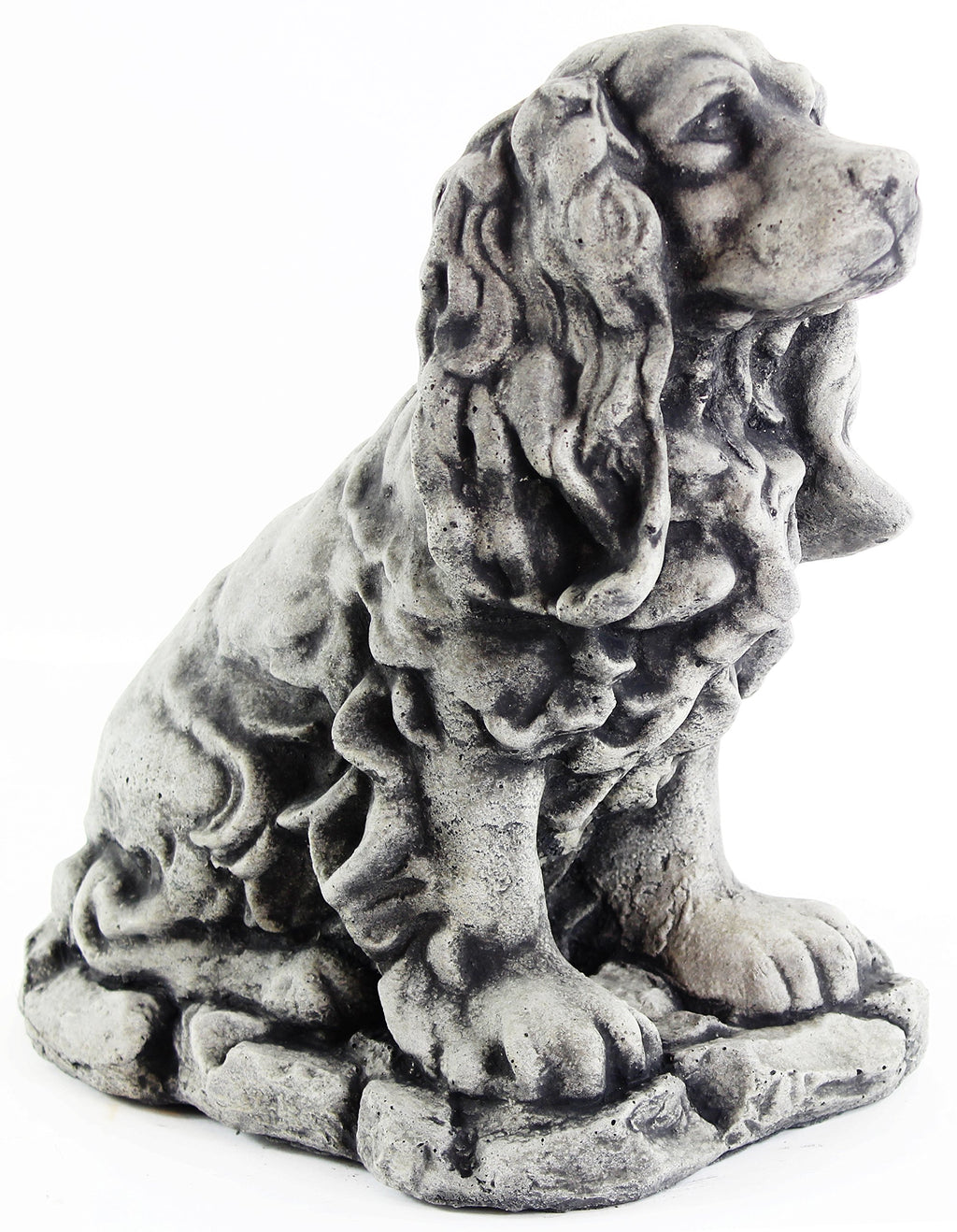 Cocker Spaniel Dog Sculpture Garden Statue Puppy Outdoor Cement Dog Figure Doggy Figurine Lamp Black