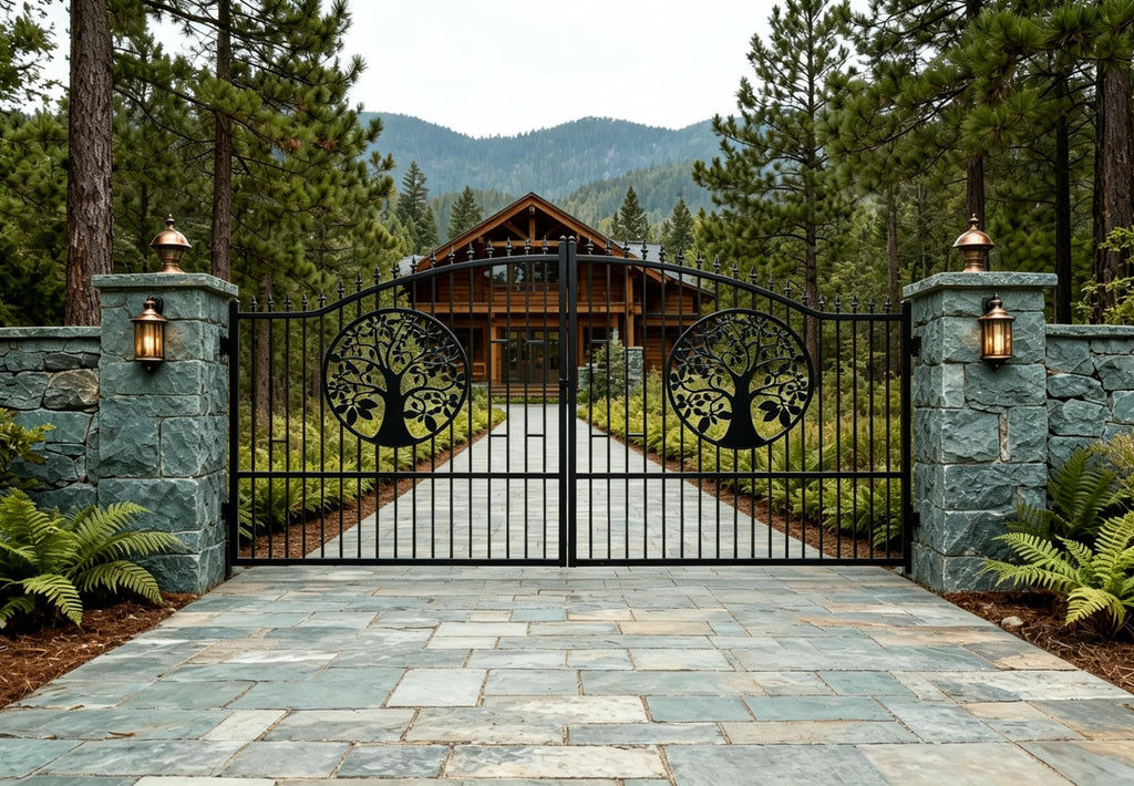 20x7ft Heavy-Duty Galvanized Metal Security Gate Deer Design