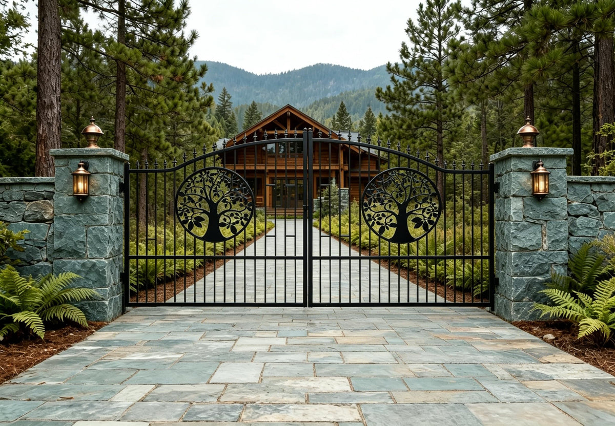 20x7ft Heavy-Duty Galvanized Metal Security Gate Deer Design